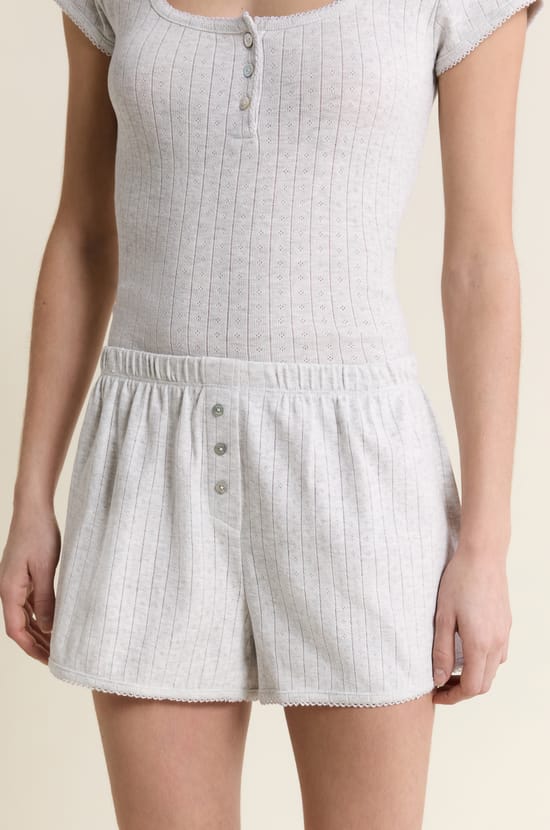 Short de pyjama en coton en pointelle;${refinementColor}