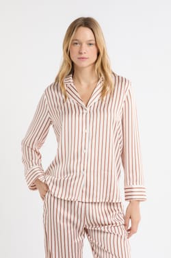 Striped Satin Pyjama Shirt;${refinementColor}