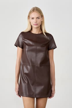 Short Leather-Effect Dress;${refinementColor}