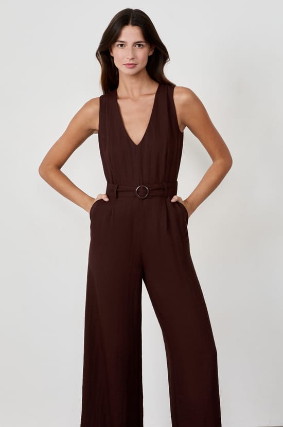 V-neck Jumpsuit;${refinementColor}
