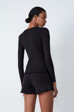 Long-sleeved cotton pointelle T-shirt;${refinementColor}