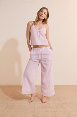 Pantalon de pyjama &agrave; rayures en coton;${refinementColor}