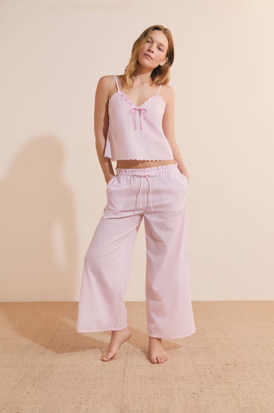 Pantalon de pyjama &agrave; rayures en coton;${refinementColor}
