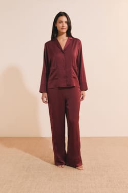 Pantalon de pyjama satin&eacute;;${refinementColor}