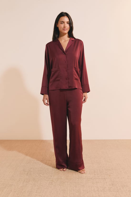 Pantalon de pyjama satin&eacute;;${refinementColor}