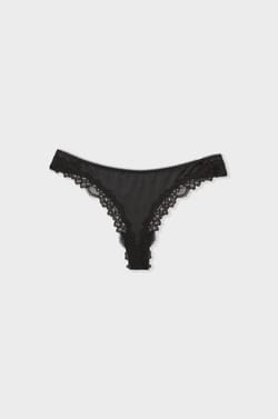 Tanga z mikrovl&aacute;kna s detaily z krajky;${refinementColor}