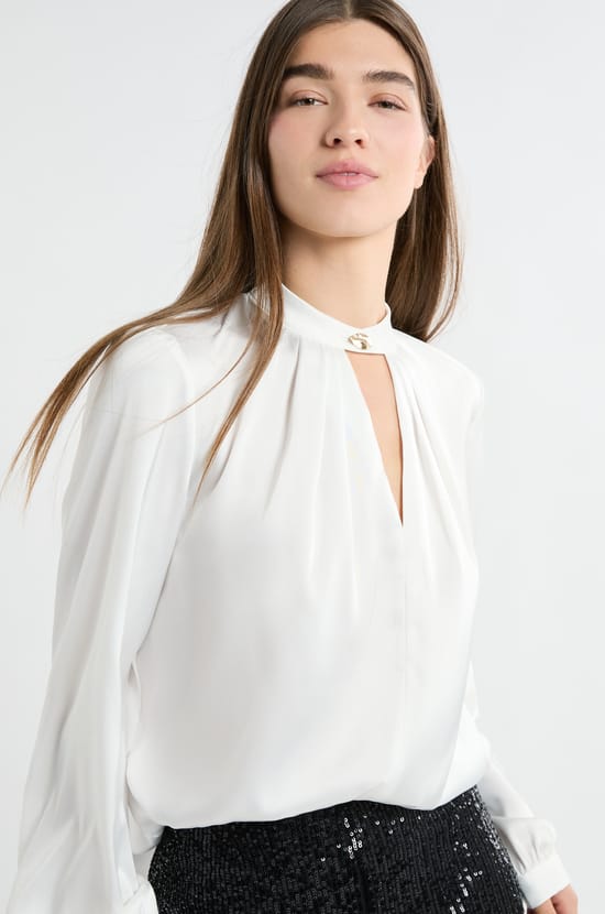 Blouse avec col bijou;${refinementColor}