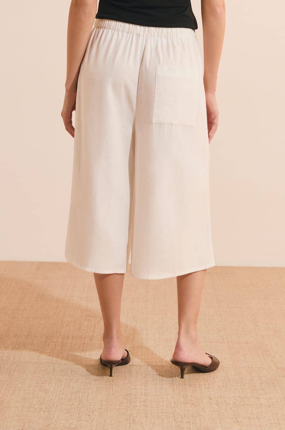 Jupe-culotte en lin m&eacute;lang&eacute;;${refinementColor}
