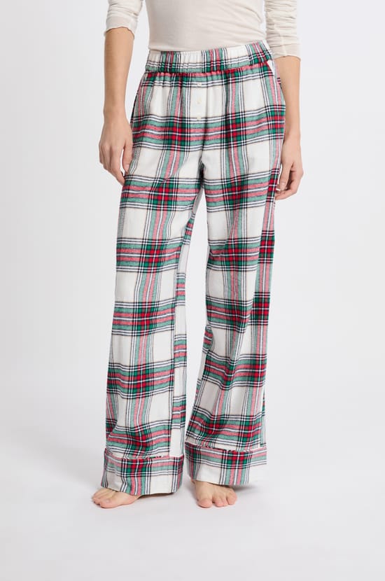 Pantalon de pyjama &agrave; carreaux en coton;${refinementColor}