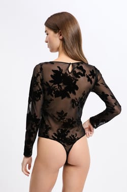 Sheer Floral Bodysuit;${refinementColor}