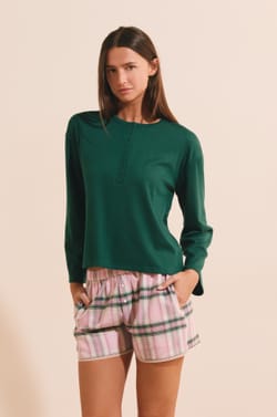 T-shirt manches longues avec boutons;${refinementColor}