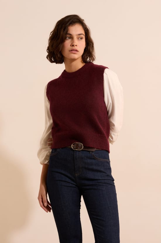Pull sans manches &agrave; col rond;${refinementColor}