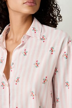 Cotton pyjama shirt with patterns;${refinementColor}