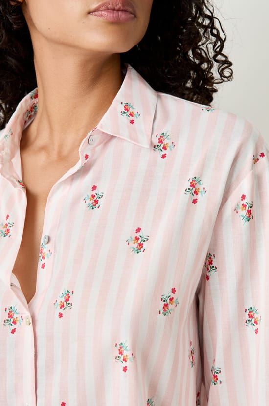 Cotton pyjama shirt with patterns;${refinementColor}