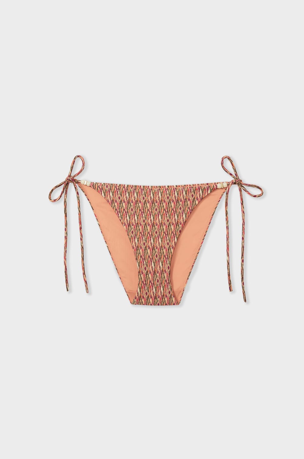 String tie bikini bottom with pattern;${refinementColor}