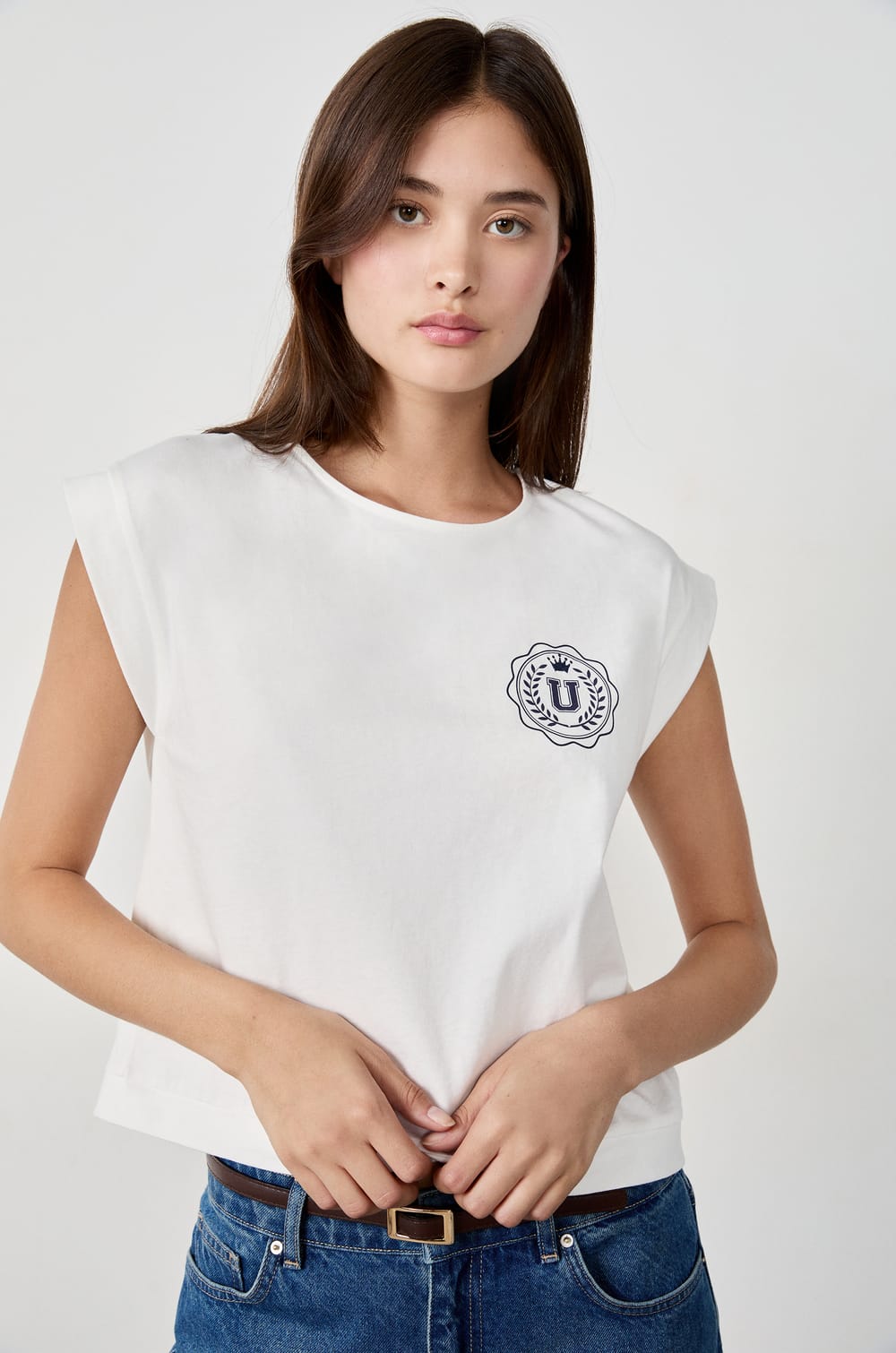 Cotton T-shirt with print;${refinementColor}