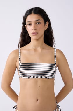 Striped Bandeau Bikini Top;${refinementColor}