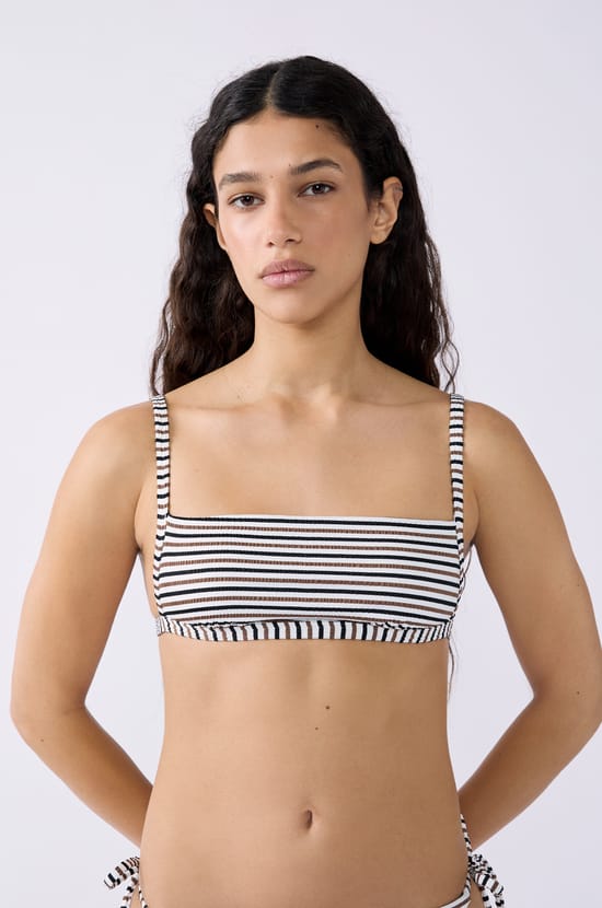 Striped Bandeau Bikini Top;${refinementColor}