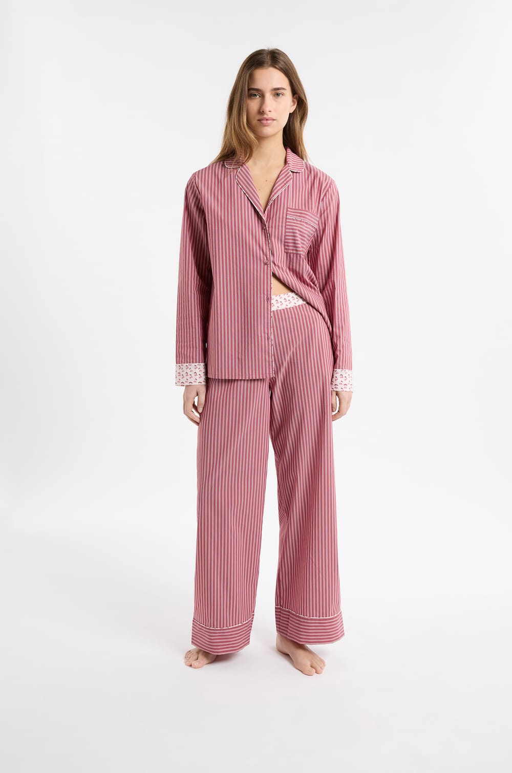 Pantal&oacute;n de pijama a rayas con algod&oacute;n;${refinementColor}