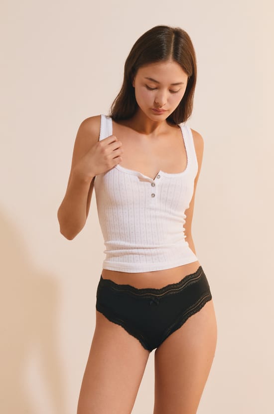Boyshort with Lace Trim in Microfibre;${refinementColor}