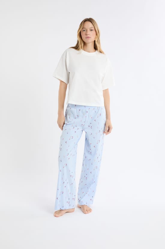 Camiseta de algodón con estampado de paisaje de esquí;${refinementColor}