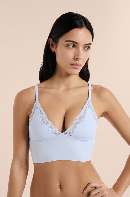 Soutien-gorge triangle en microfibre et dentelle;${refinementColor}