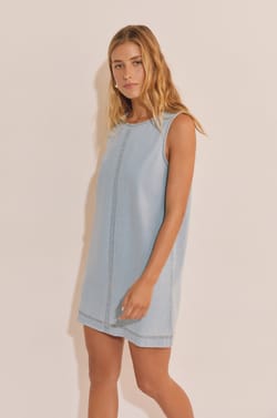 Robe courte effet jean en coton;${refinementColor}