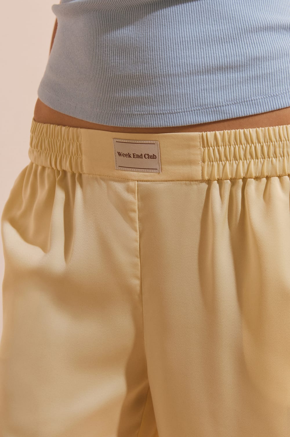 Pantalon de pyjama satin&eacute;;${refinementColor}