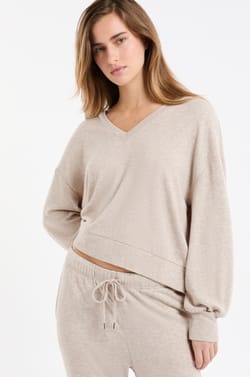 Sweatshirt de pyjama col V;${refinementColor}