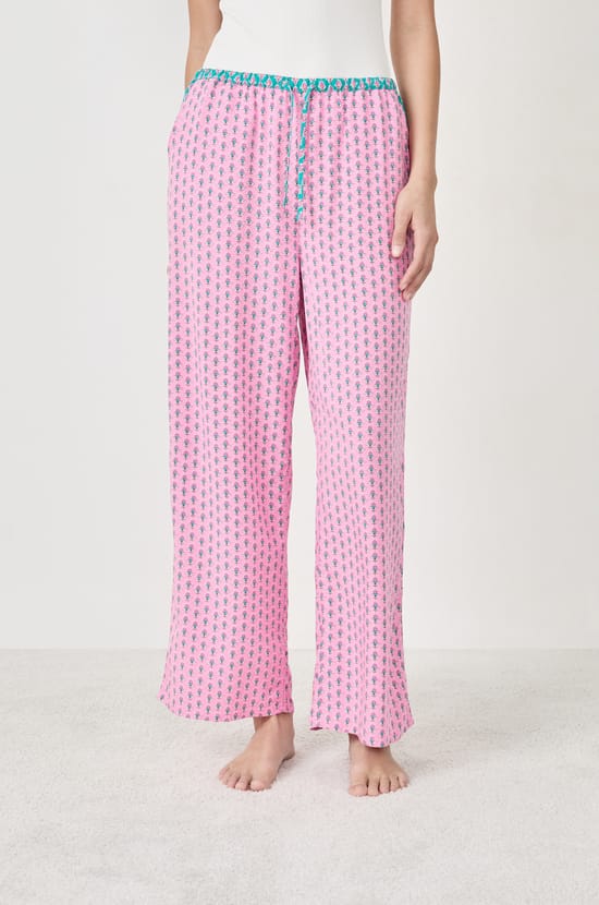 Pantalon de pyjama 7/8 à imprimés;${refinementColor}