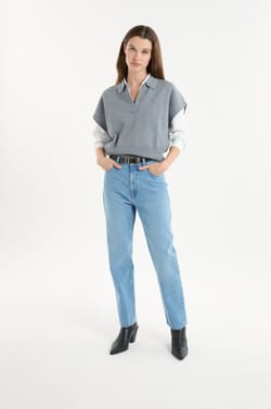 Sleeveless Polo Neck Sweater;${refinementColor}