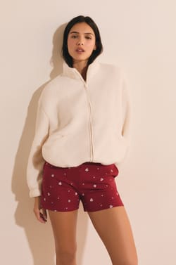 Oversize Fleece-Jacke mit hohem Kragen und Kordelzug;${refinementColor}