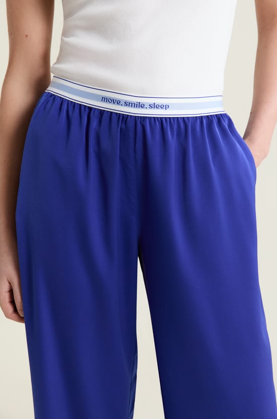 Pantalon de pyjama taille &eacute;lastique "move, smile, sleep";${refinementColor}