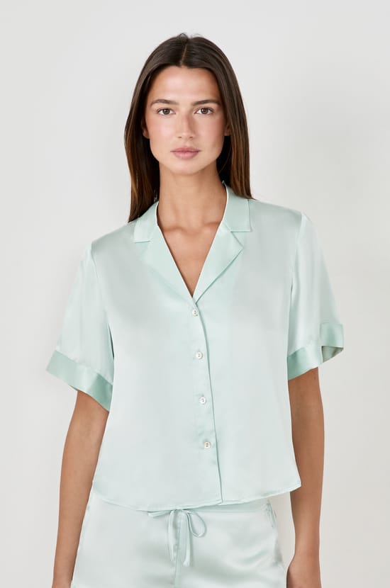 SPE PL - Chemise de pyjama manches courtes en soie;${refinementColor}