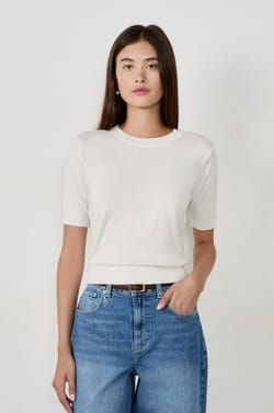 Short-sleeved sweater round neck;${refinementColor}