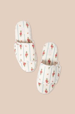 Chaussons tongs en coton &agrave; motifs fleurs;${refinementColor}