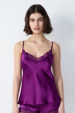 Silk Camisole with Lace Details;${refinementColor}