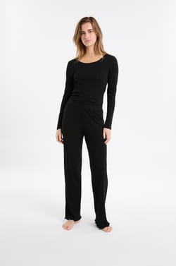 Ribbed Knit Pyjama Trousers Richelieu;${refinementColor}