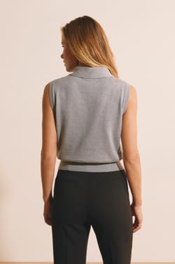 Pull sans manches avec lien &agrave; nouer en coton;${refinementColor}