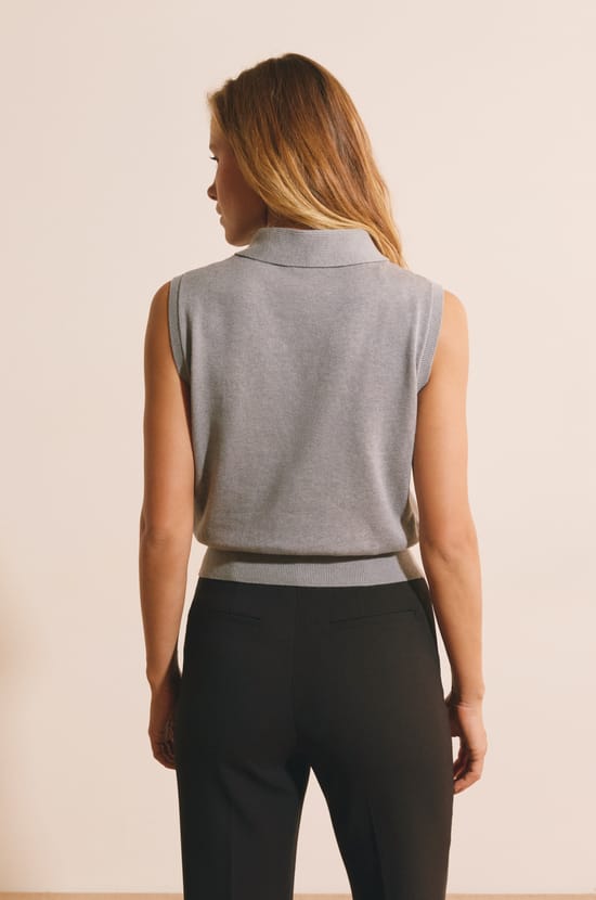 Pull sans manches avec lien &agrave; nouer en coton;${refinementColor}