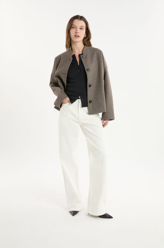 Manteau &agrave; boutons avec laine;${refinementColor}