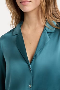 Chemise de pyjama manches longues en soie;${refinementColor}