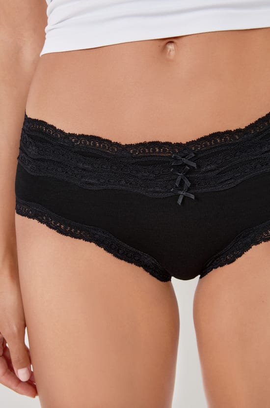3-Pack of Cotton and Lace Briefs;${refinementColor}