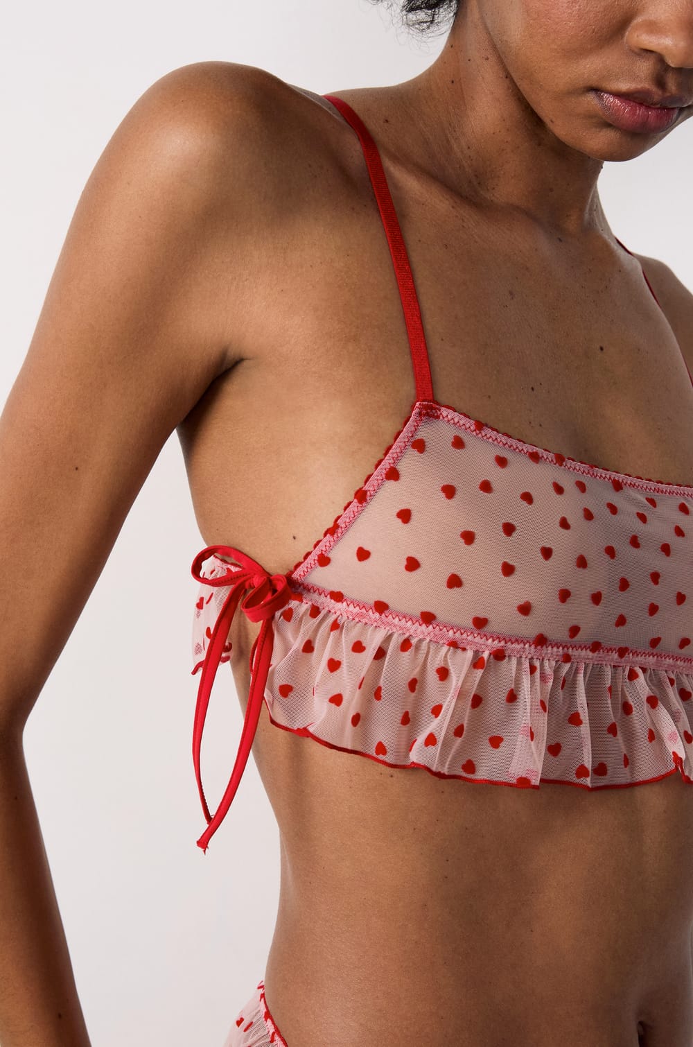Bralette in Heart Tulle;${refinementColor}