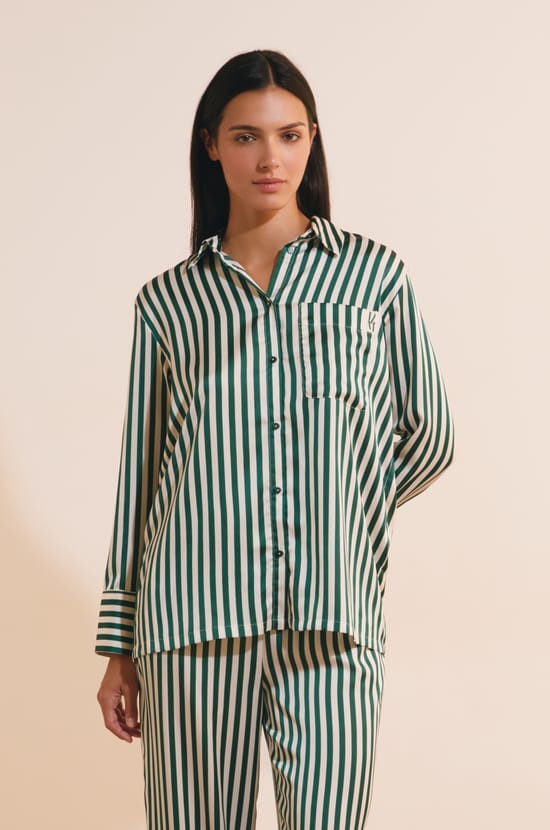 Gestreiftes Satinhemd;${refinementColor}