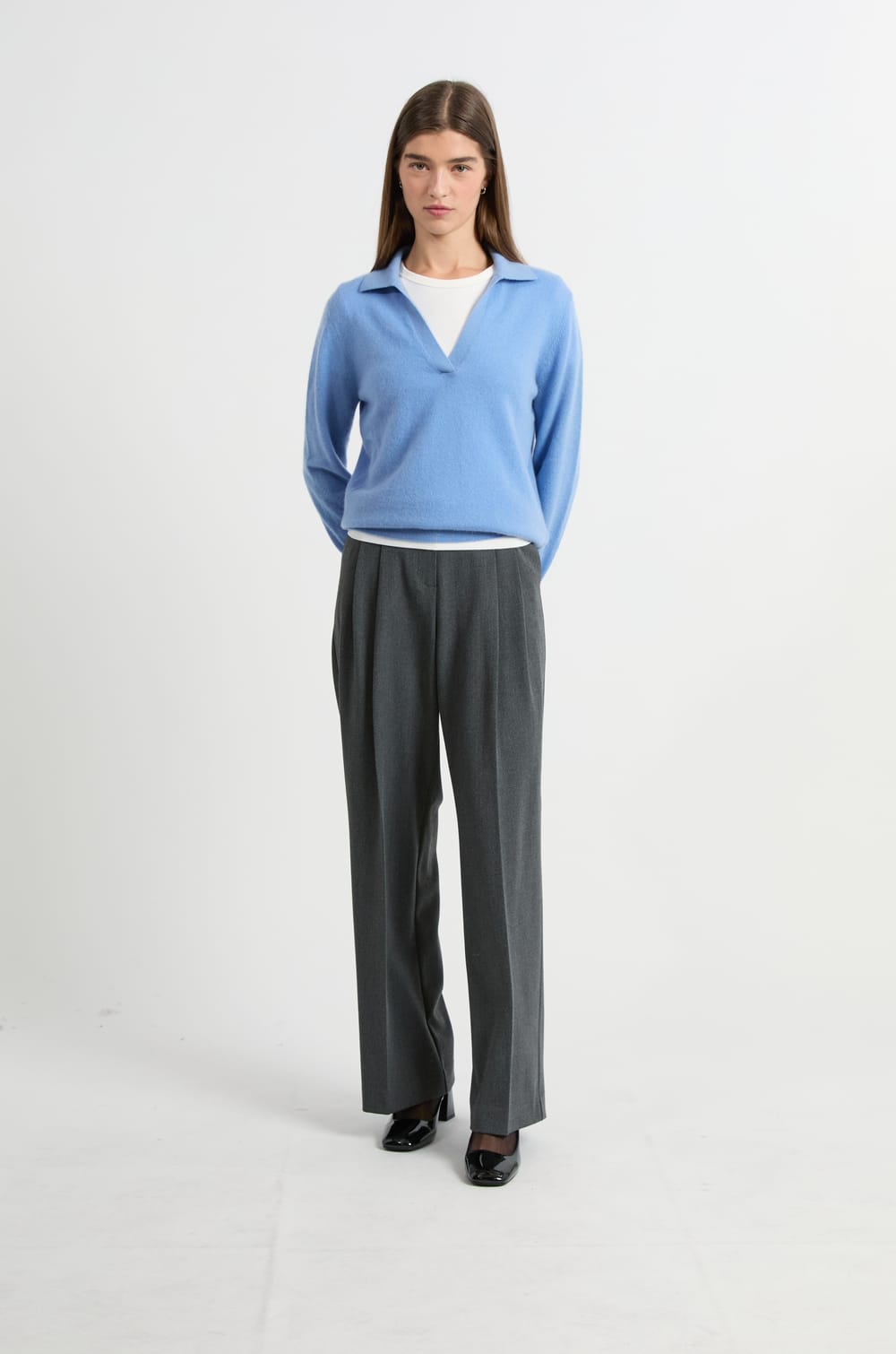 Pull col polo en cachemire;${refinementColor}