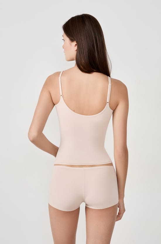 Microfibre top with built-in bralette;${refinementColor}