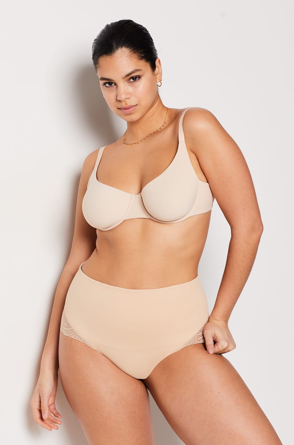 High Waist Bikini With Lace Details- Medium Control;${refinementColor}
