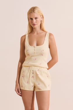 D&eacute;bardeur de pyjama &agrave; motifs en coton pointelle;${refinementColor}