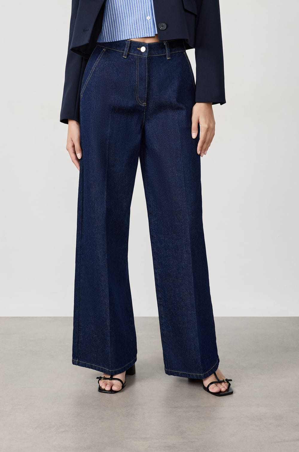 Pantalones vaqueros anchos de algodón;${refinementColor}